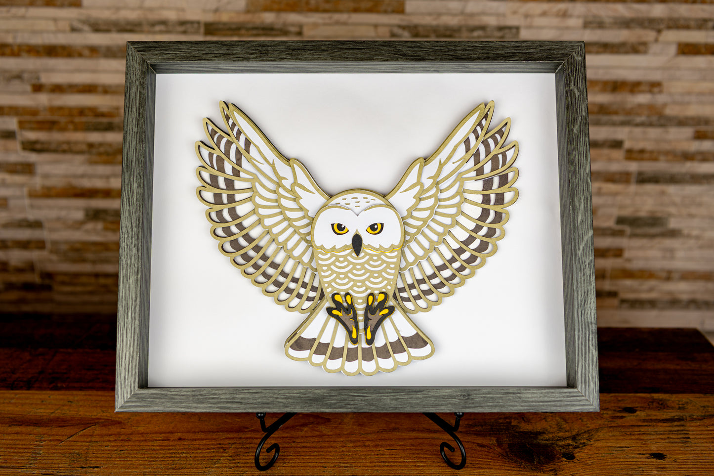 Snowy Owl in Flight - 3D Layered Mandala