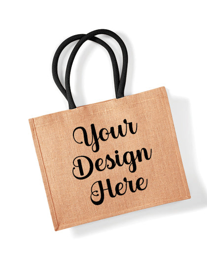 Jute Classic Shopper Tote Bag with Black handles