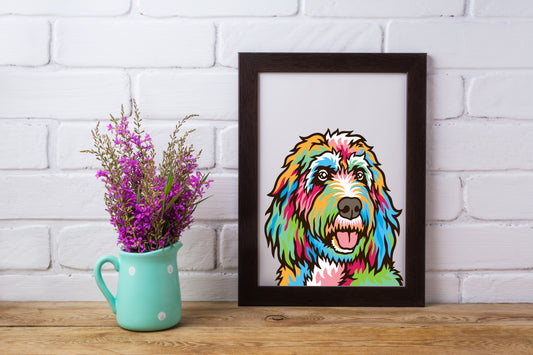 Cockapoo Picture Framed- 3D layered Cardstock Portrait