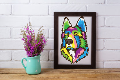 German Shepherd, Alsatian Picture Framed- 3D layered Portrait