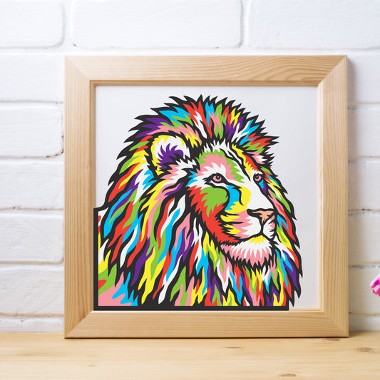 King of Beasts Lion - 3D Layered Mandala