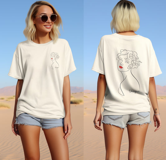 Inspirational Short Sleeve T-shirt With Female Line Drawing