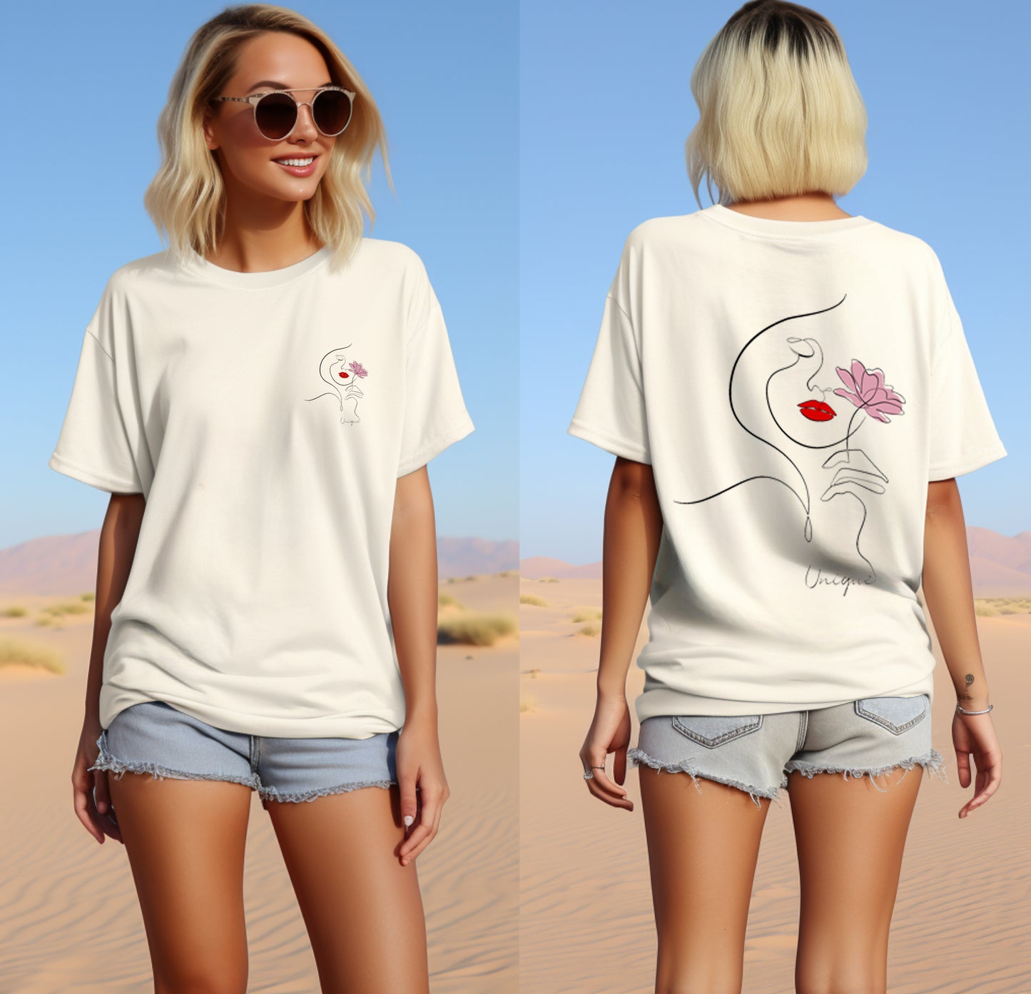 Inspirational Short Sleeve T-shirt With Female Line Drawing