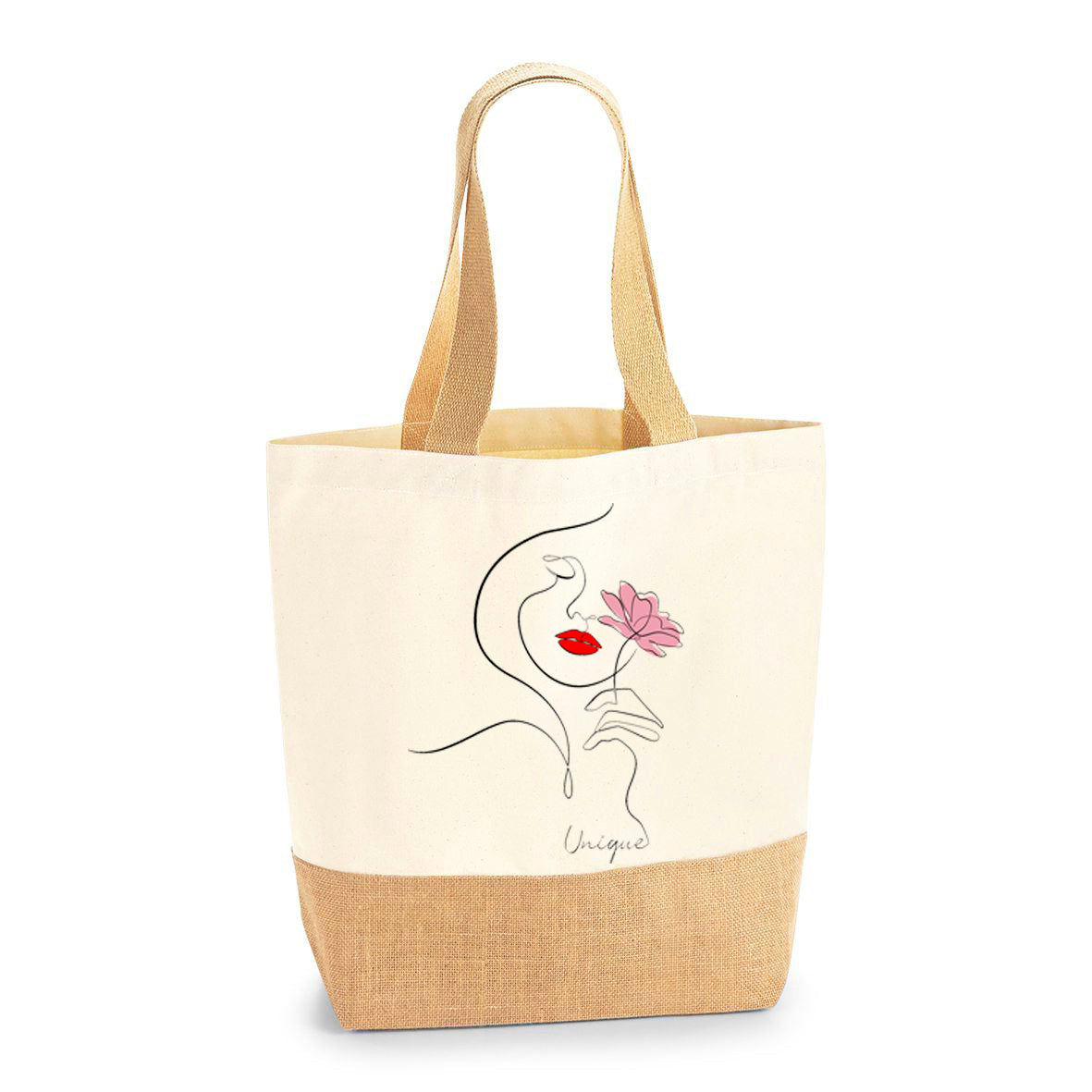 Mixed Texture, Jute & Canvas Tote Bag