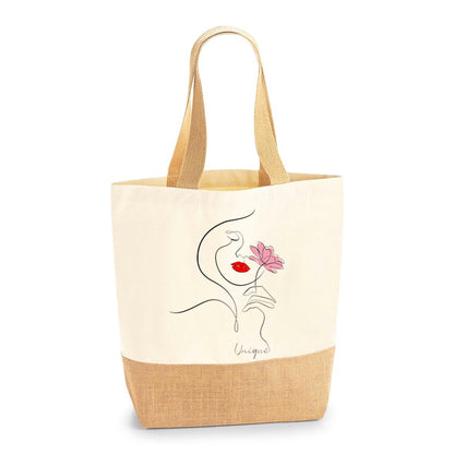 Mixed Texture, Jute & Canvas Tote Bag