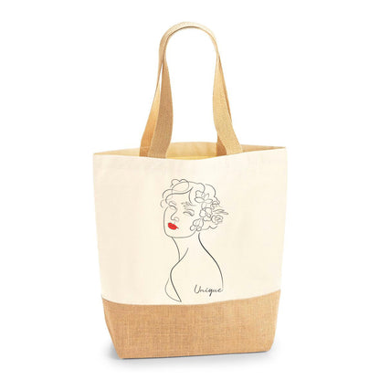 Mixed Texture, Jute & Canvas Tote Bag