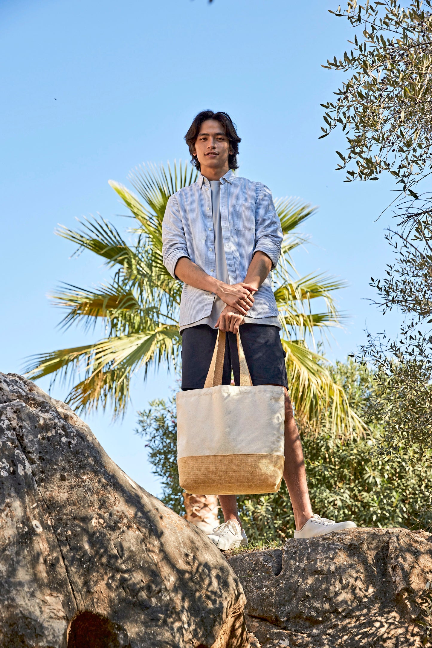 Mixed Texture, Jute & Canvas Tote Bag