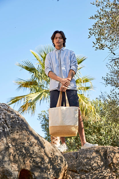 Mixed Texture, Jute & Canvas Tote Bag