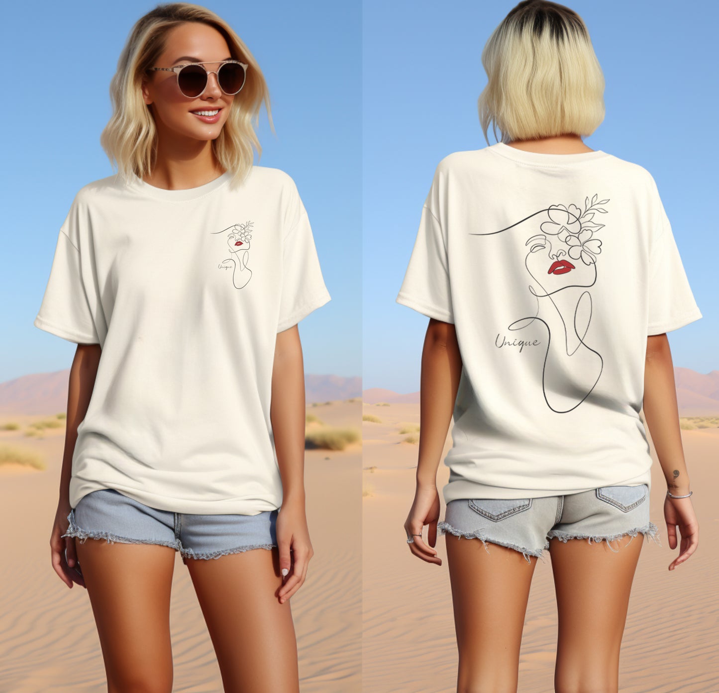 Inspirational Short Sleeve T-shirt With Female Line Drawing