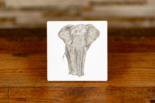 Sandstone coaster - Exclusive, Hand Drawn Elephant
